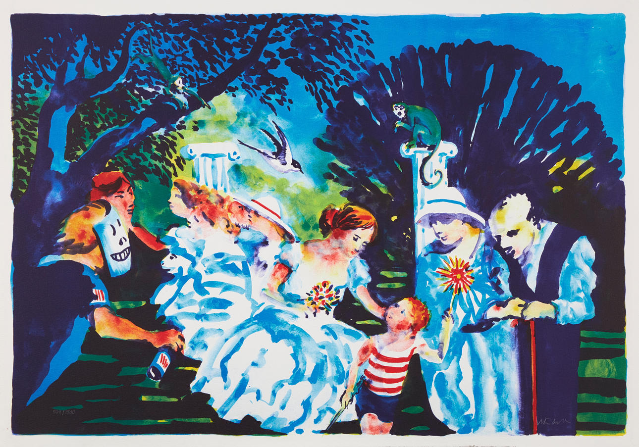 PETER DAHL. “Evening in the Park”, signed and numbered Peter Dahl, lithograph in colour, numbered 509/1500.