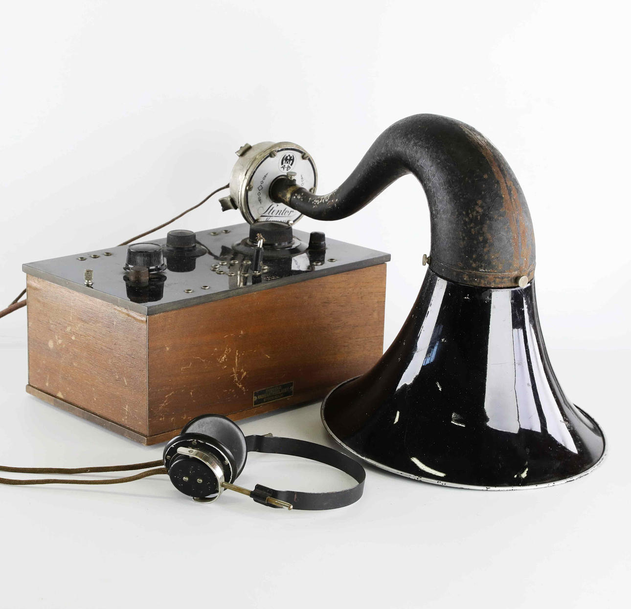 KRYSTAL MODTAGER, TRAGTHØJTTALER, ØRETELEFONER, BEGYNDELSEN AF 1900.