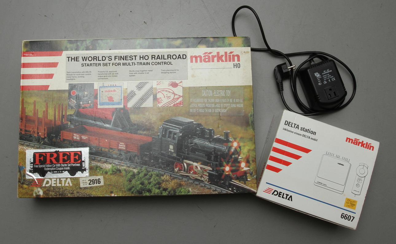 MODELLTÅG MÄRKLIN startsats 2916 i originalkartong, extra trafo, DELTA 6607.