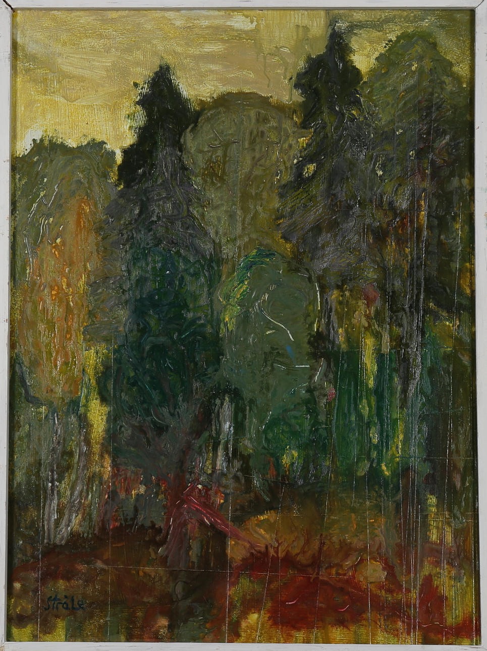OIDENTIFIERAD KONSTNÄR. "September", olja på pannå, signerad Stråle.