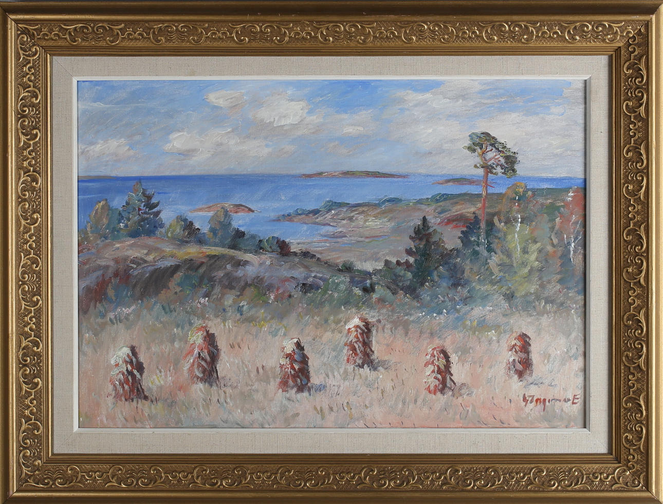 GERT INGMAR ELISSON. "Sädesskylar", olja på duk, signerad.