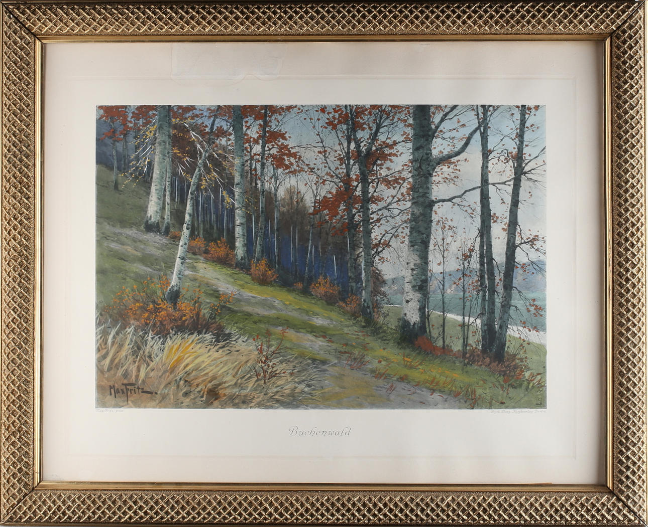 MAX FRITZ. "Buchenwald", färgtryck, Max fritz pinx.