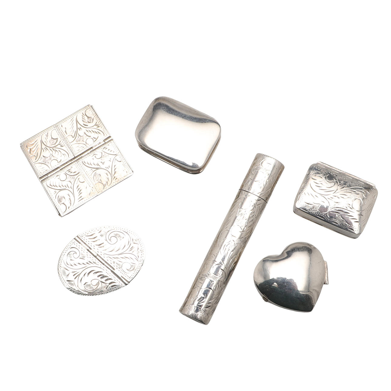 SEIS CAJAS PLATEADAS MODERNAS DIFERENTES.