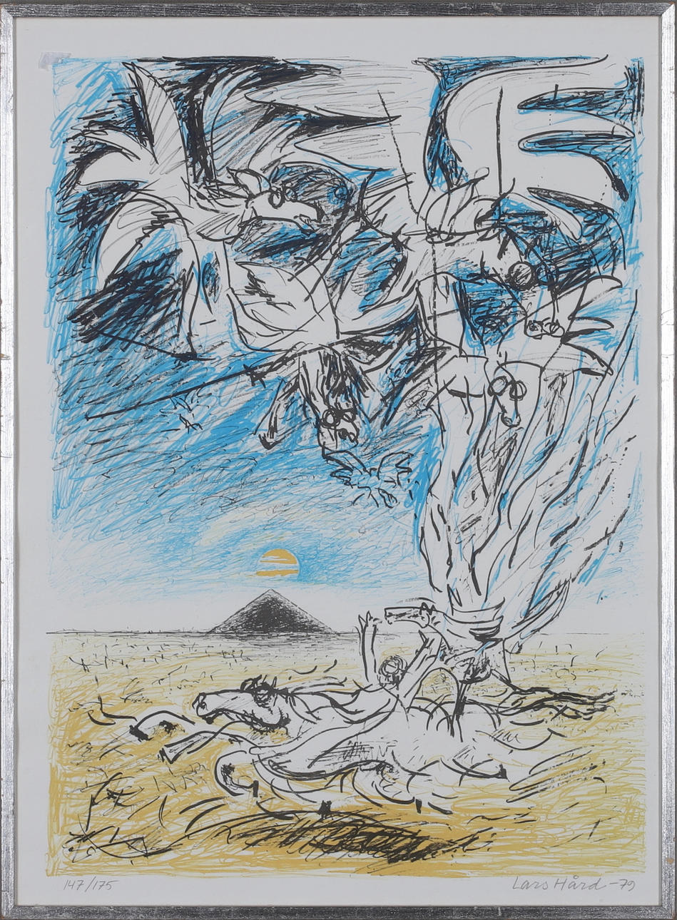 LARS HÅRD. Farblithografie, „Pyramide“, signiert & nummeriert.