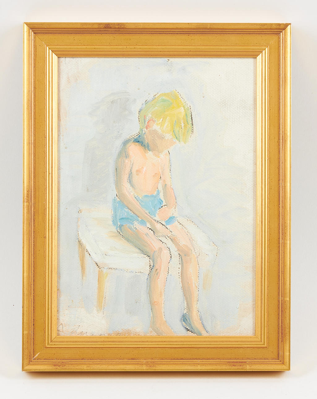 ANITRA LUCANDER. Sitting boy, signed, oil on panel.