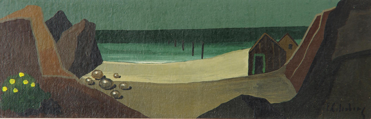 ERIC CEDERBERG. Strandparti, tempera, signerad E. Cederberg.