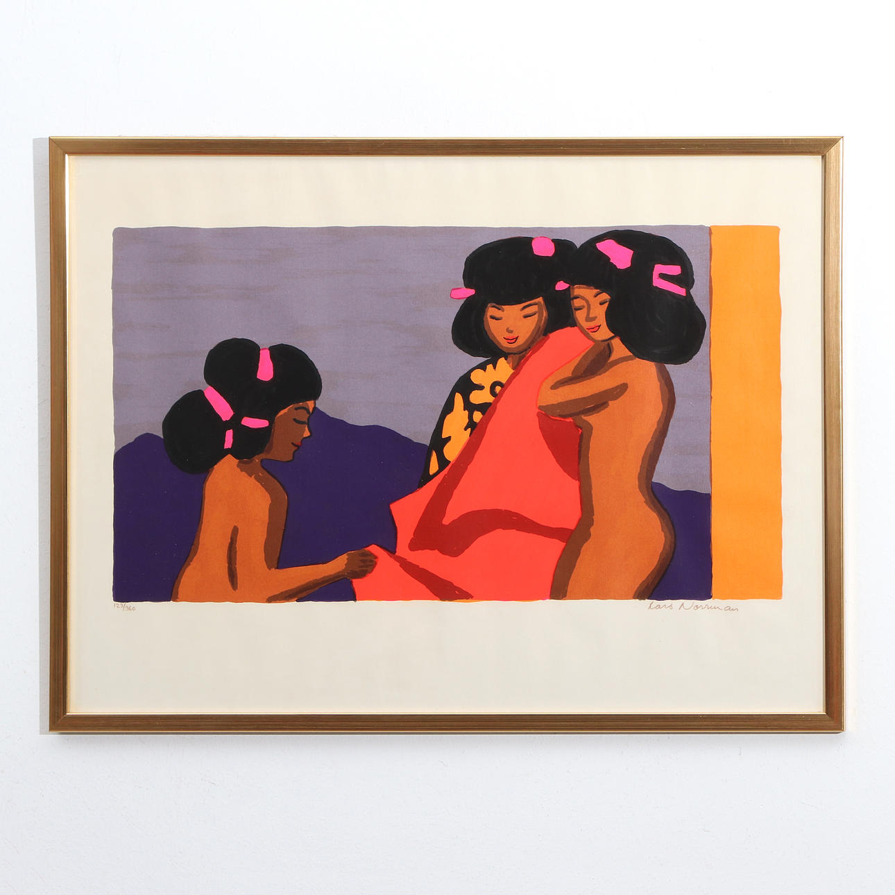 LARS NORRMAN. Lithography, 123/360. Japanese women changing