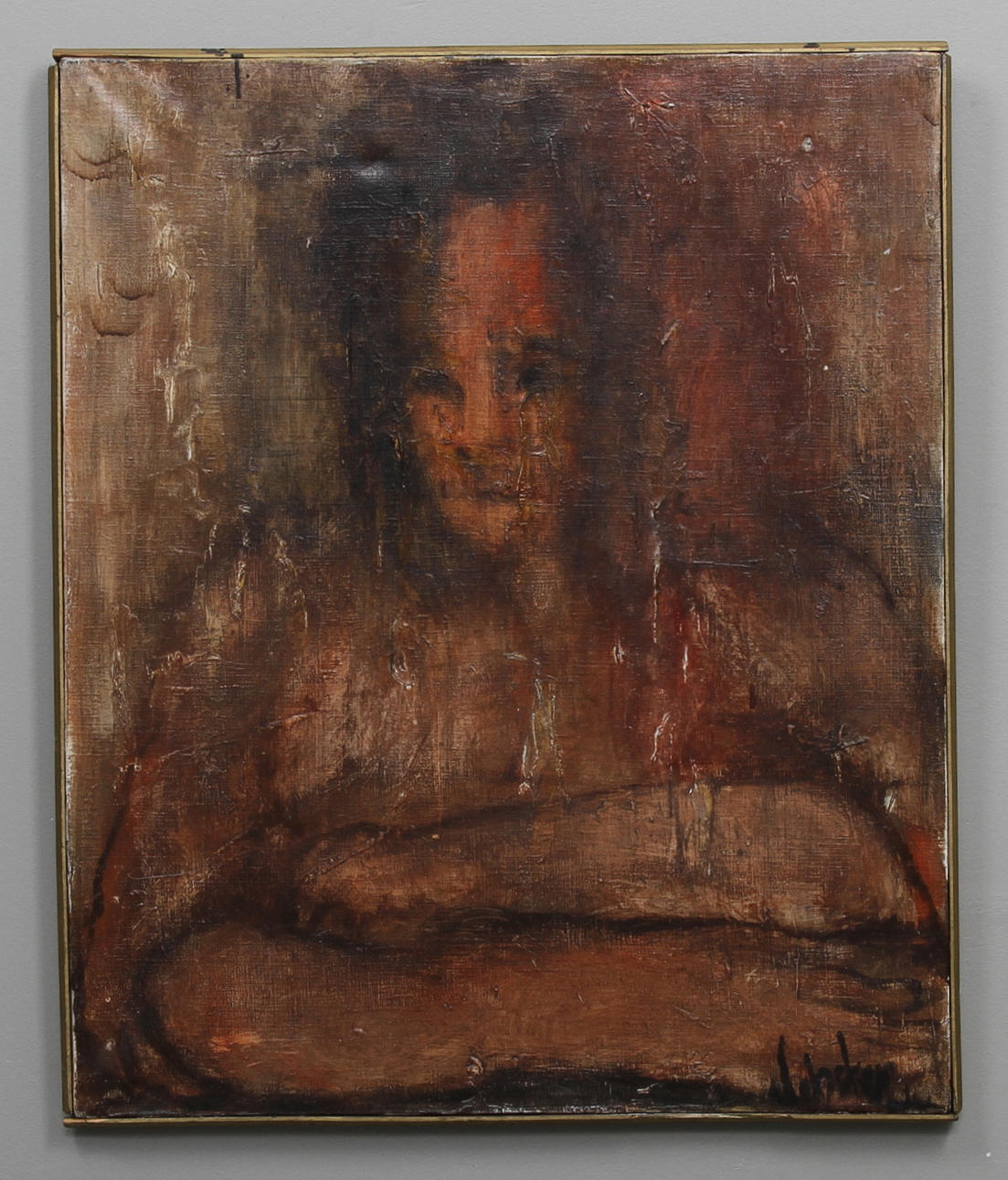 OKÄND KONSTNÄR. porträtt av flicka, olja på duk.signerad, 65x54 cm.