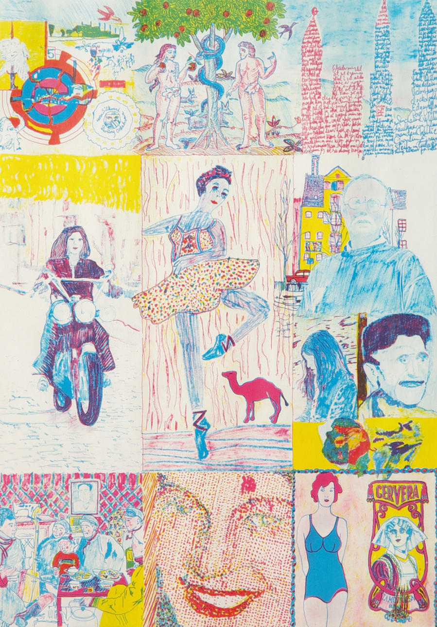 CARSTEN NASH. komposition med figurer, färglitografi, signerad 1977.