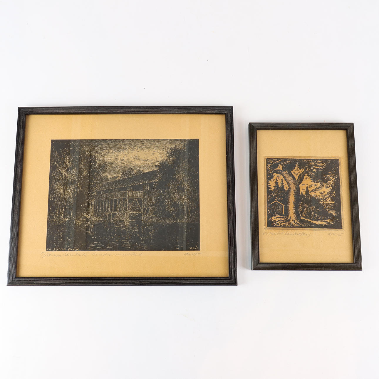 ARVID GUSTAVSSON ARVÉ 2 stycken handtryck, signerade.