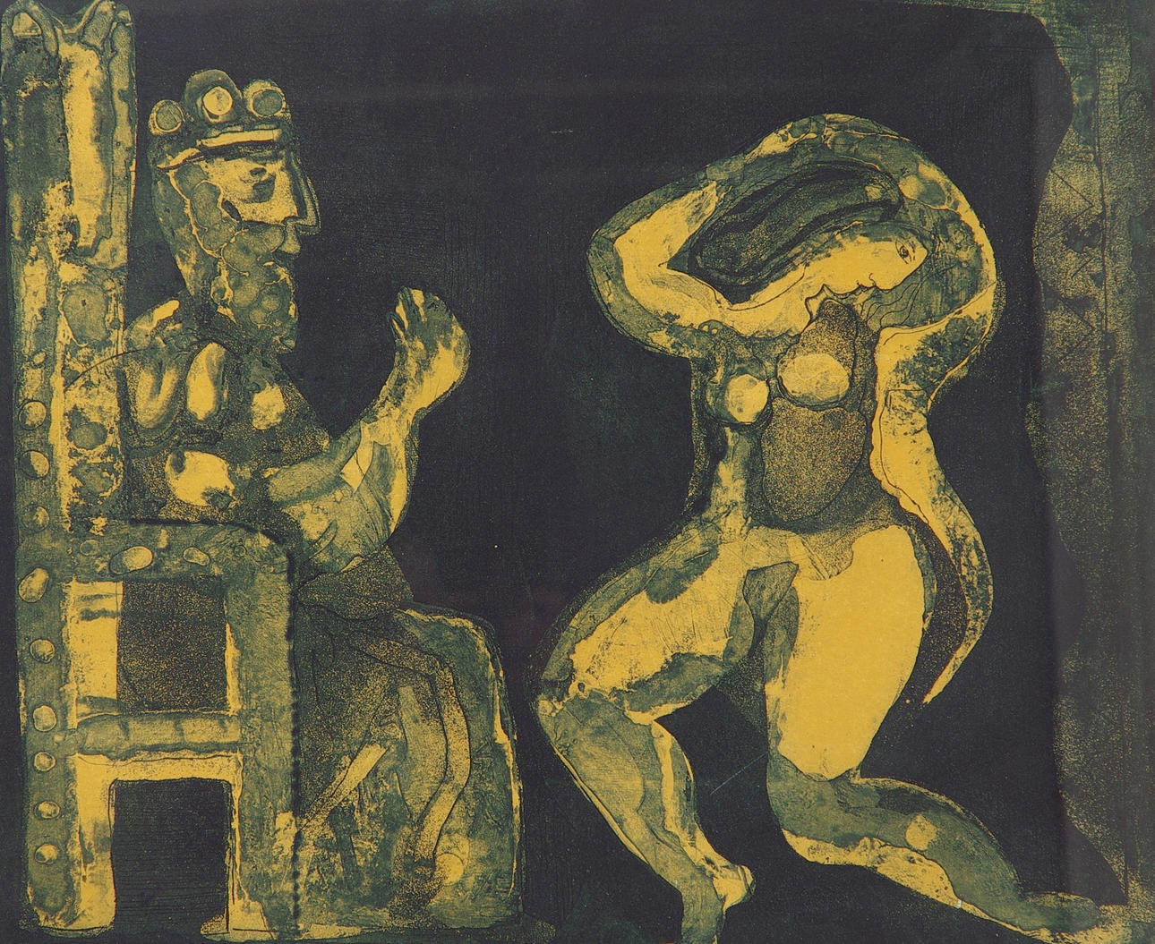 LENNART ROSENSOHN. Kungen och skökan, färglitografi, signerad Rosensohn.