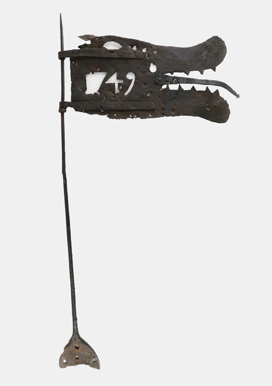 AN IRON FORGE WIND FLUTE, Hälsingland, dated 1749.