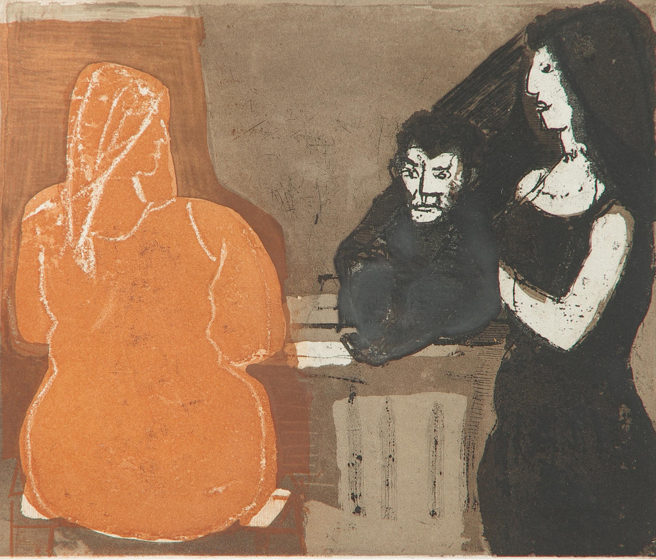 LENNART ROSENSOHN. Komposition med figurer, färglitografi, signerad Rosensohn.