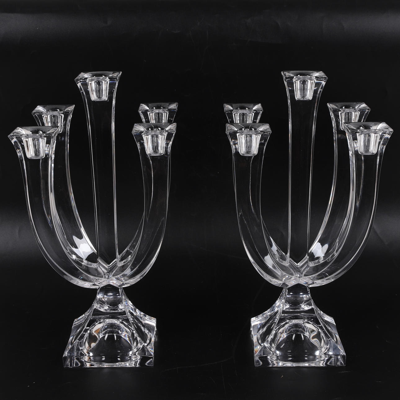 MARC AUREL. Ein Paar Kristall-Kronleuchter, Nachtmann.