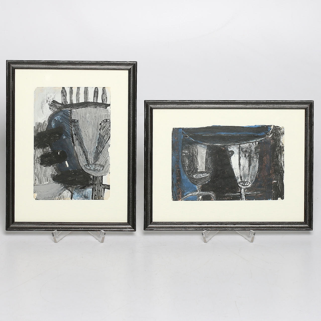 SYLVIA LIDBERG. Figurer, 2 st, gouache. Signerade.