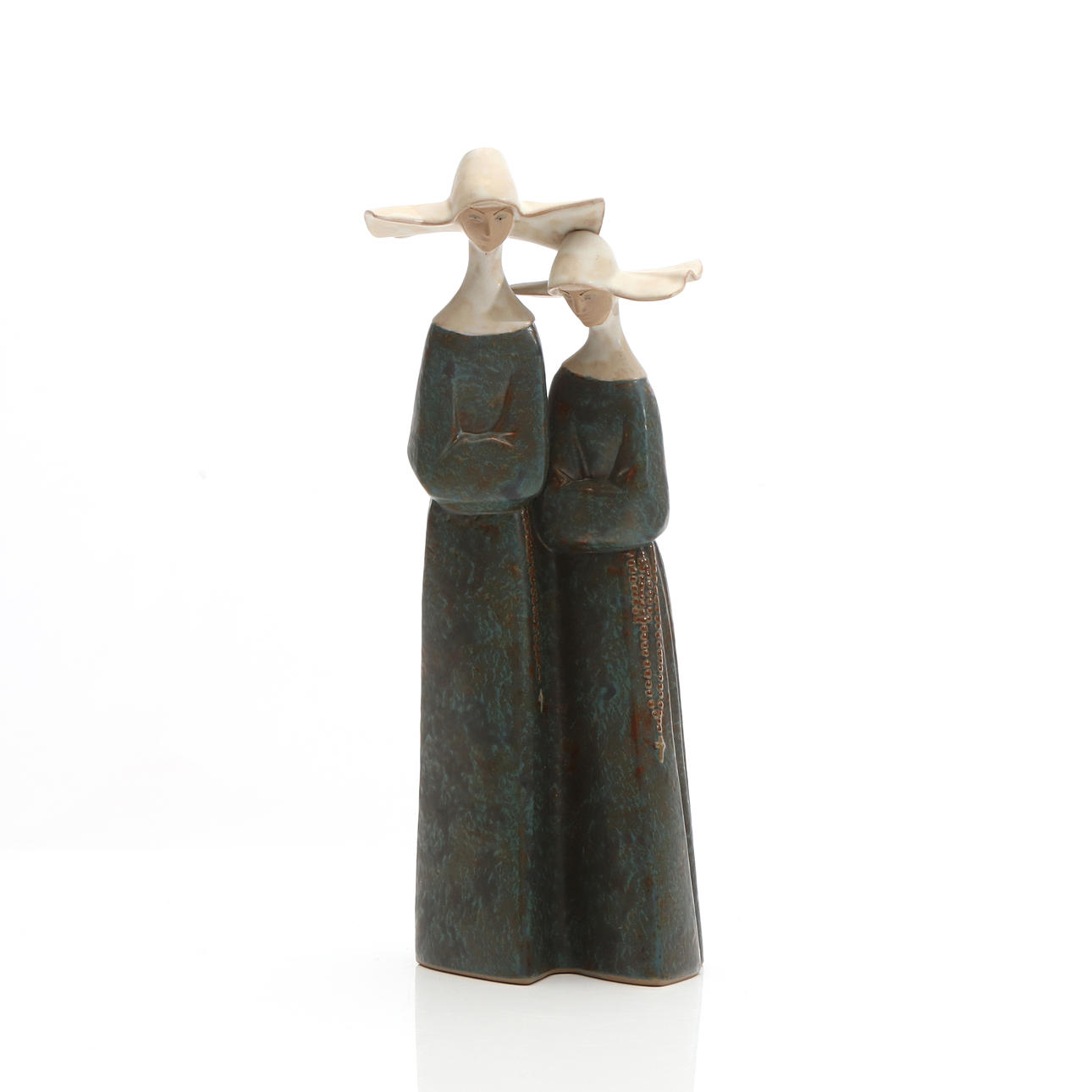 LLADRO, FIGURINE. Stoneware. Nuns. Marked underneath.