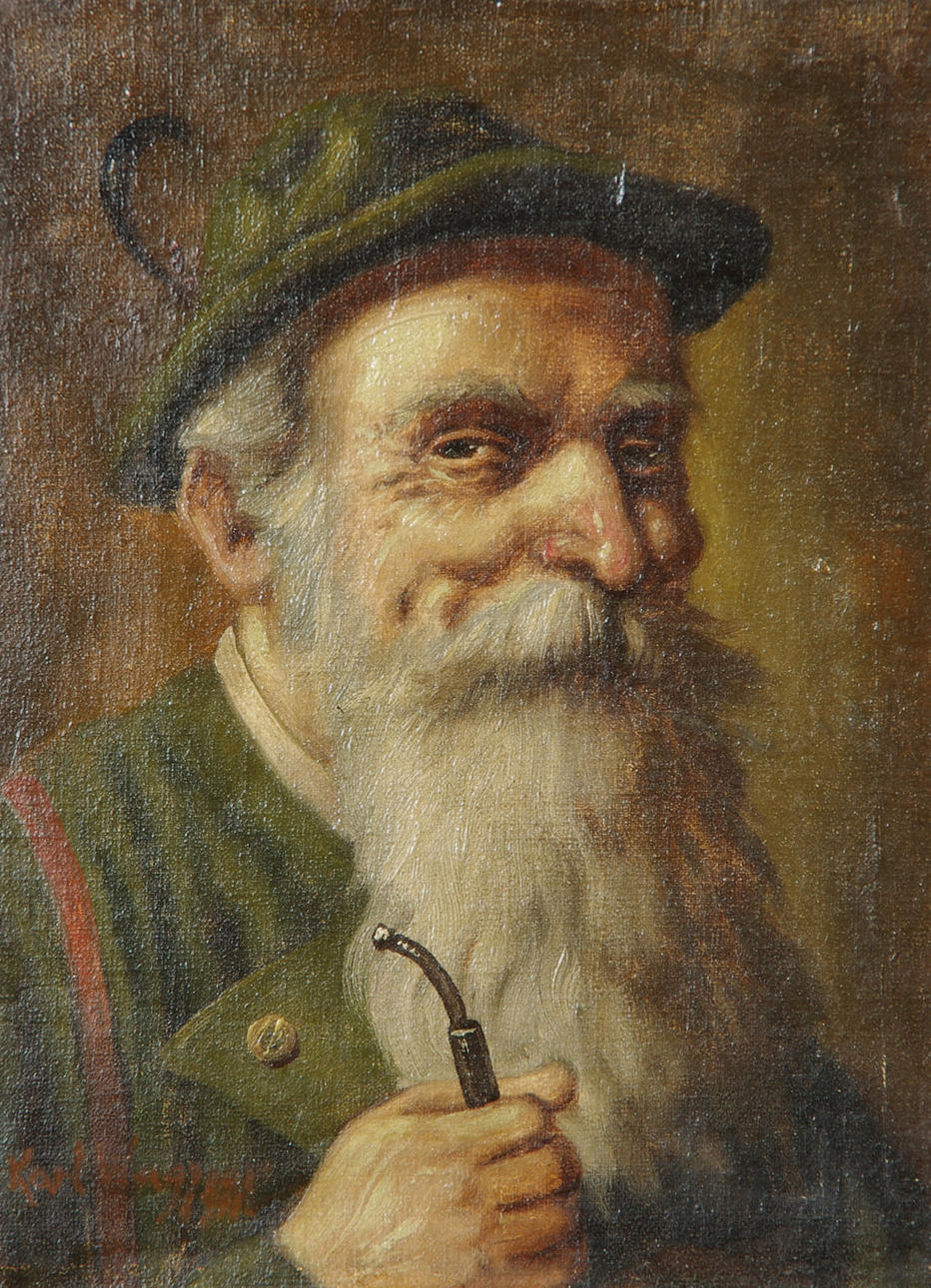 KARL WAGNER. Porträtt, olja på duk, signerad.