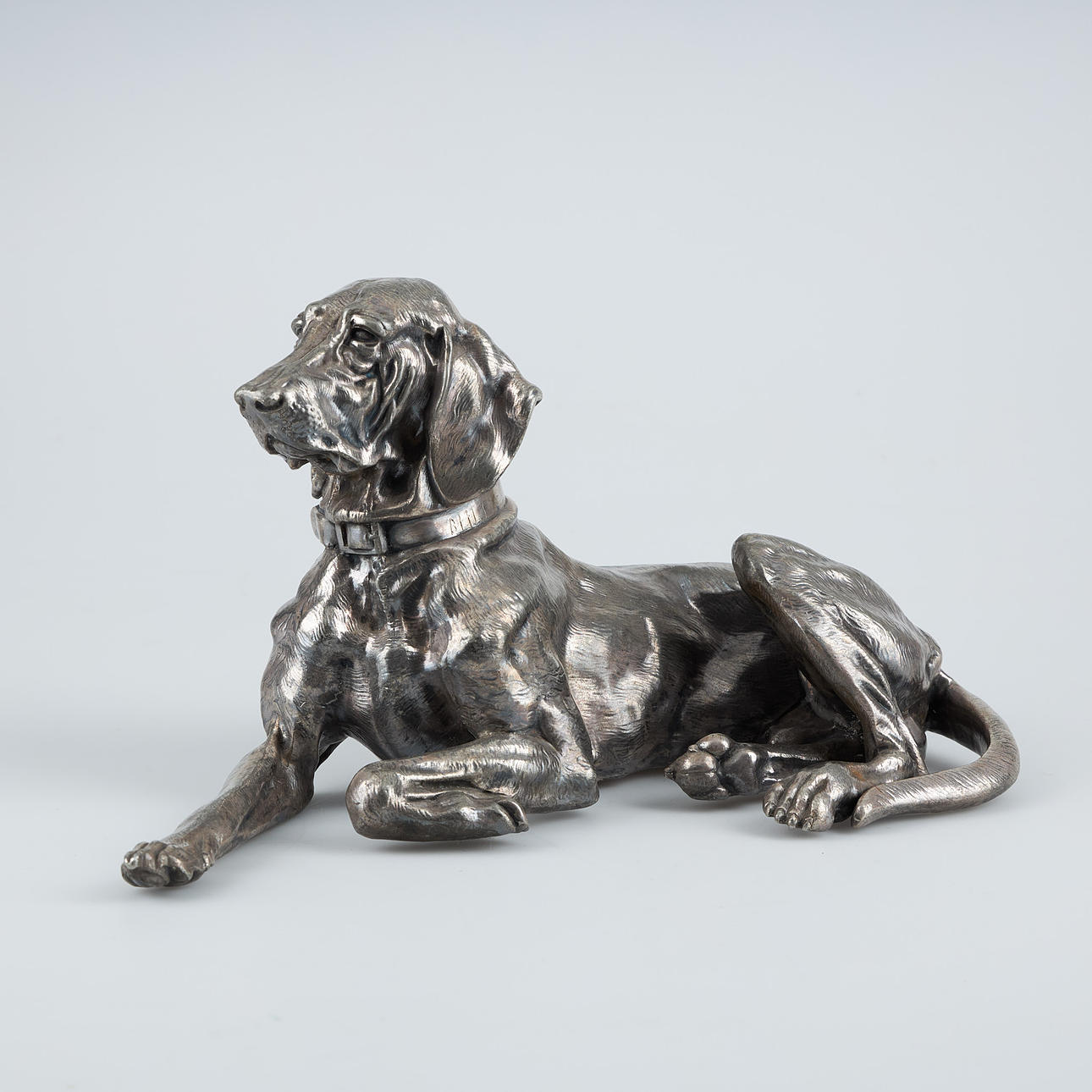 NICOLAI IVANOVICH LIEBERICH (1828-1883). after, resting pointer, silver-plated metal.