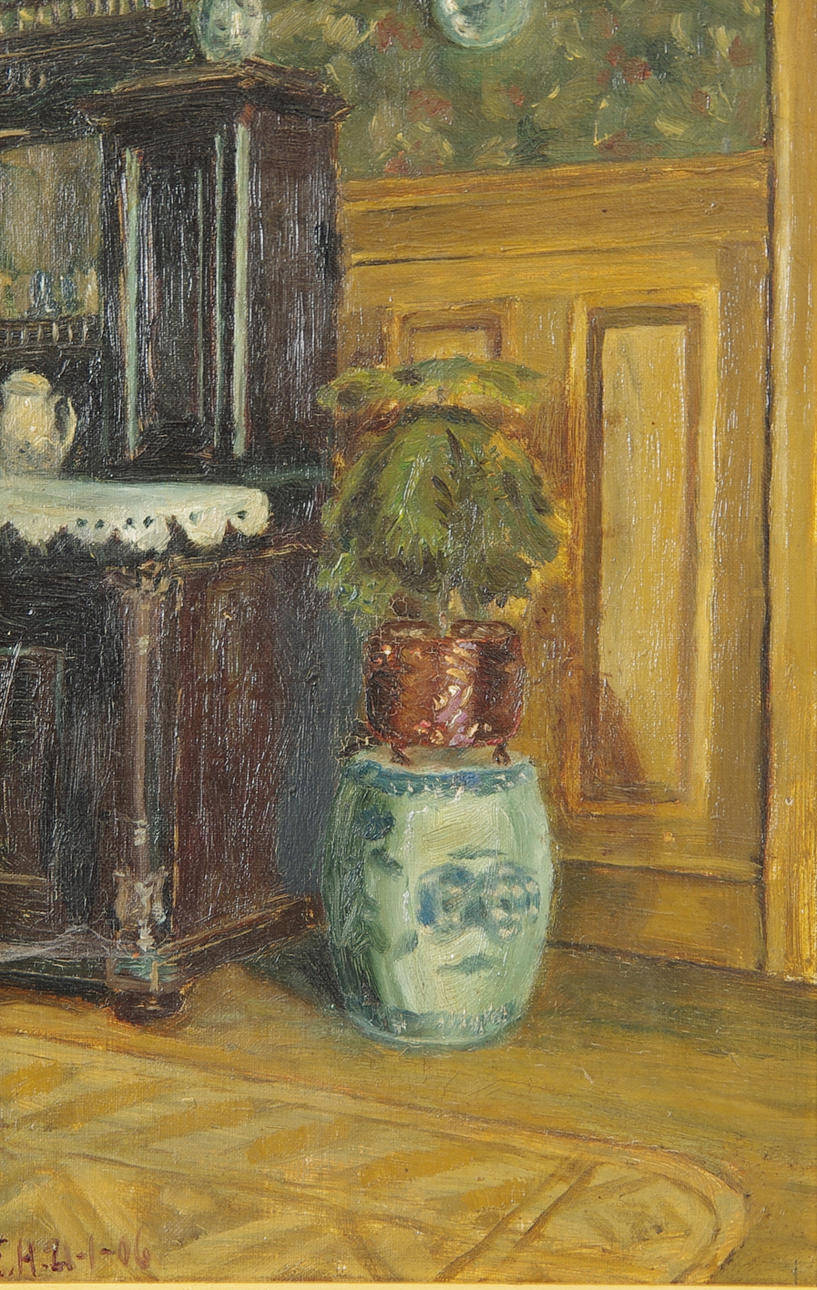 ELSE HANSEN. Interiör, olja på duk, monogramsignerad E.H. 21-01-06.
