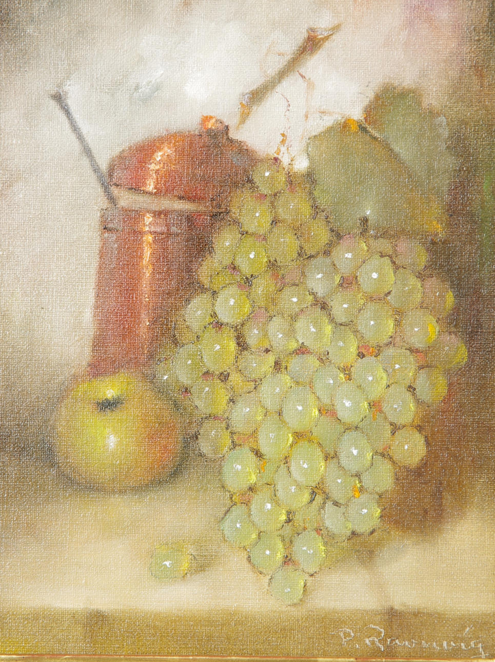 PAUL RAVNVIG. Stilleben med vindruvor, olja på duk, signerad P. Ravnvig.
