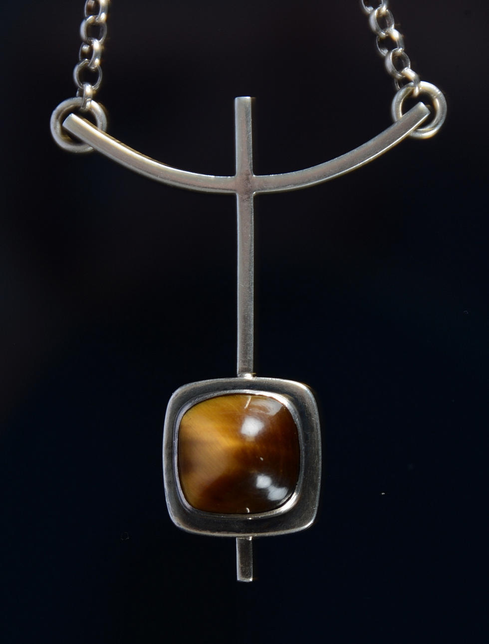 HALSCOLLIER, silver med tigeröga, Victor Janson, Lindesberg, 1967.