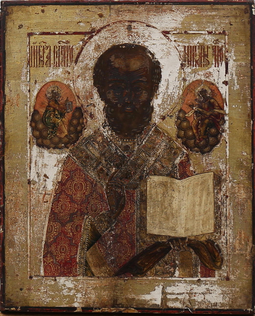 IKON föreställande Sankt Nikolaus, Ryssland, troligen 1800-tal.