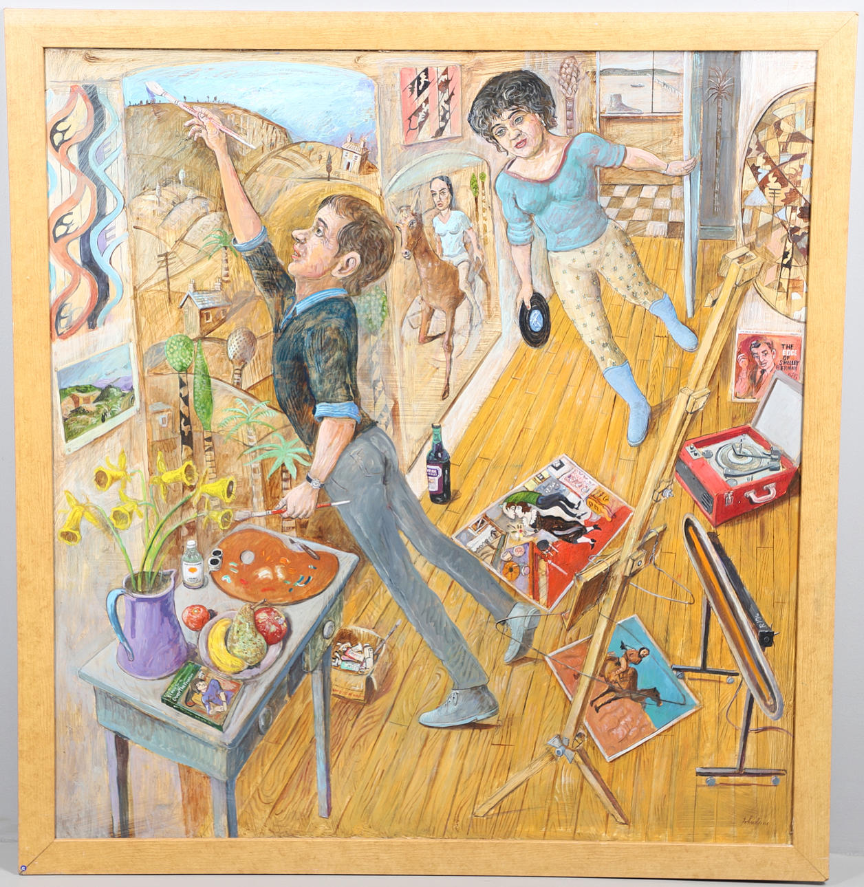 JOHN JOHNSTONE (B.1941). A VISIT TO THE STUDIO.