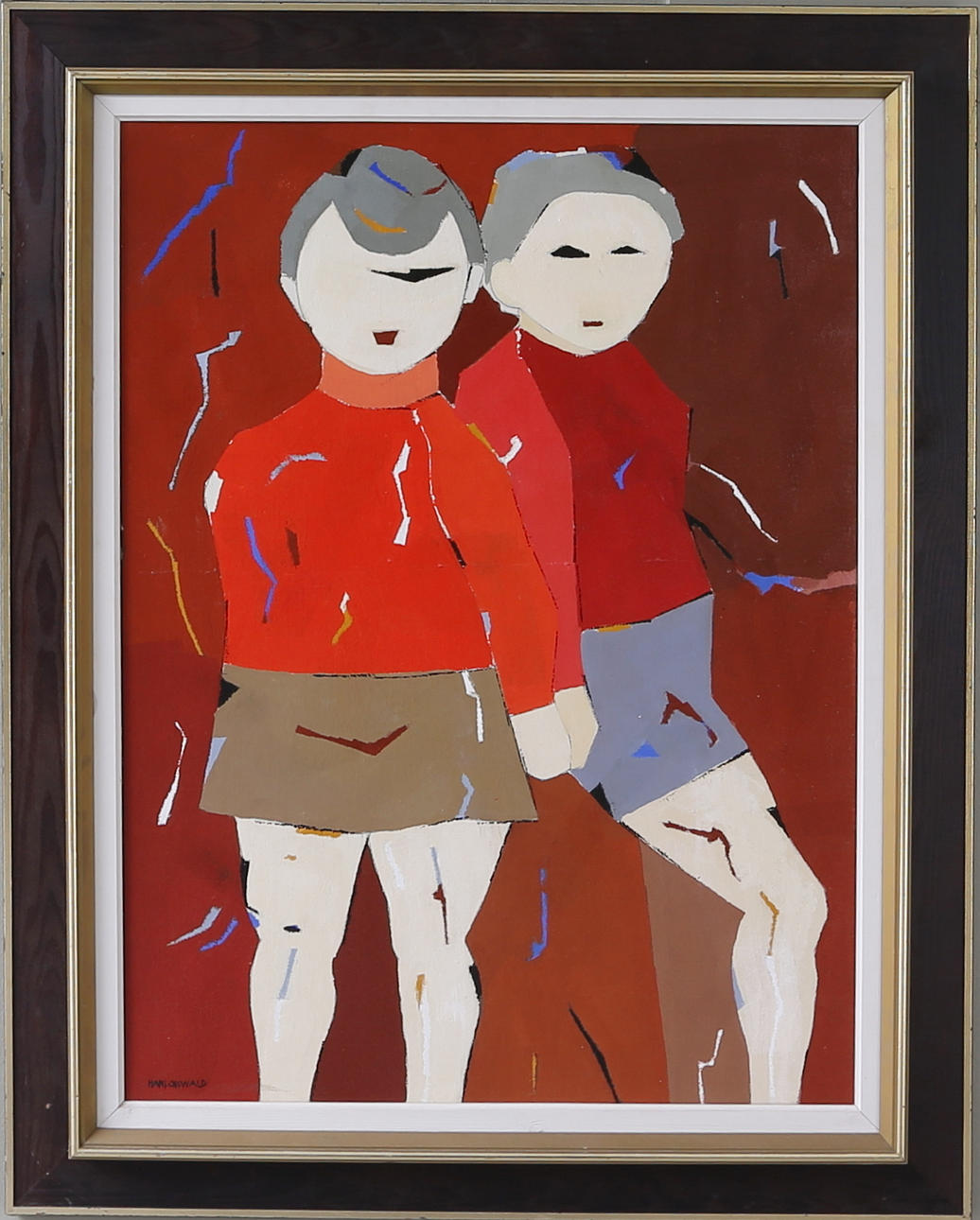 HANS OSSWALD. Lekande barn. Olja på duk, signerad Hans Osswald, 1900-talets senare hälft.