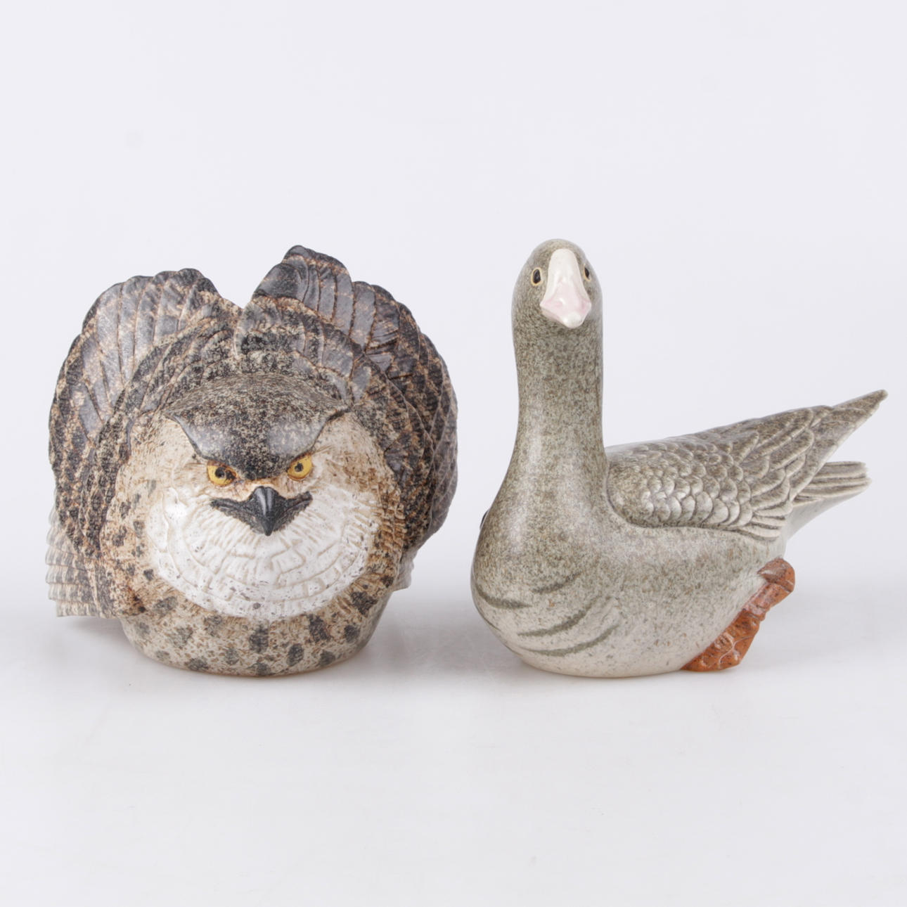 FIGURINER, 2 st. Stengods, Fjällgås samt Bergsuv, Paul Hoff, Gustavsberg.