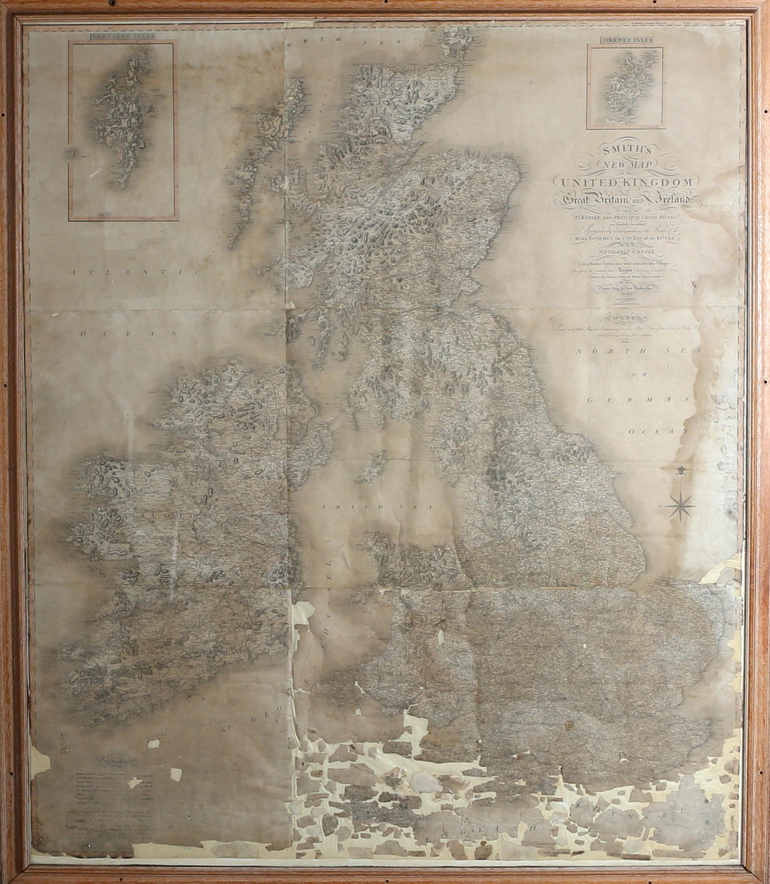KARTA, Totalmått 179 x 153,5 cm, Storbritannien samt Irland, C Smith, 1806.