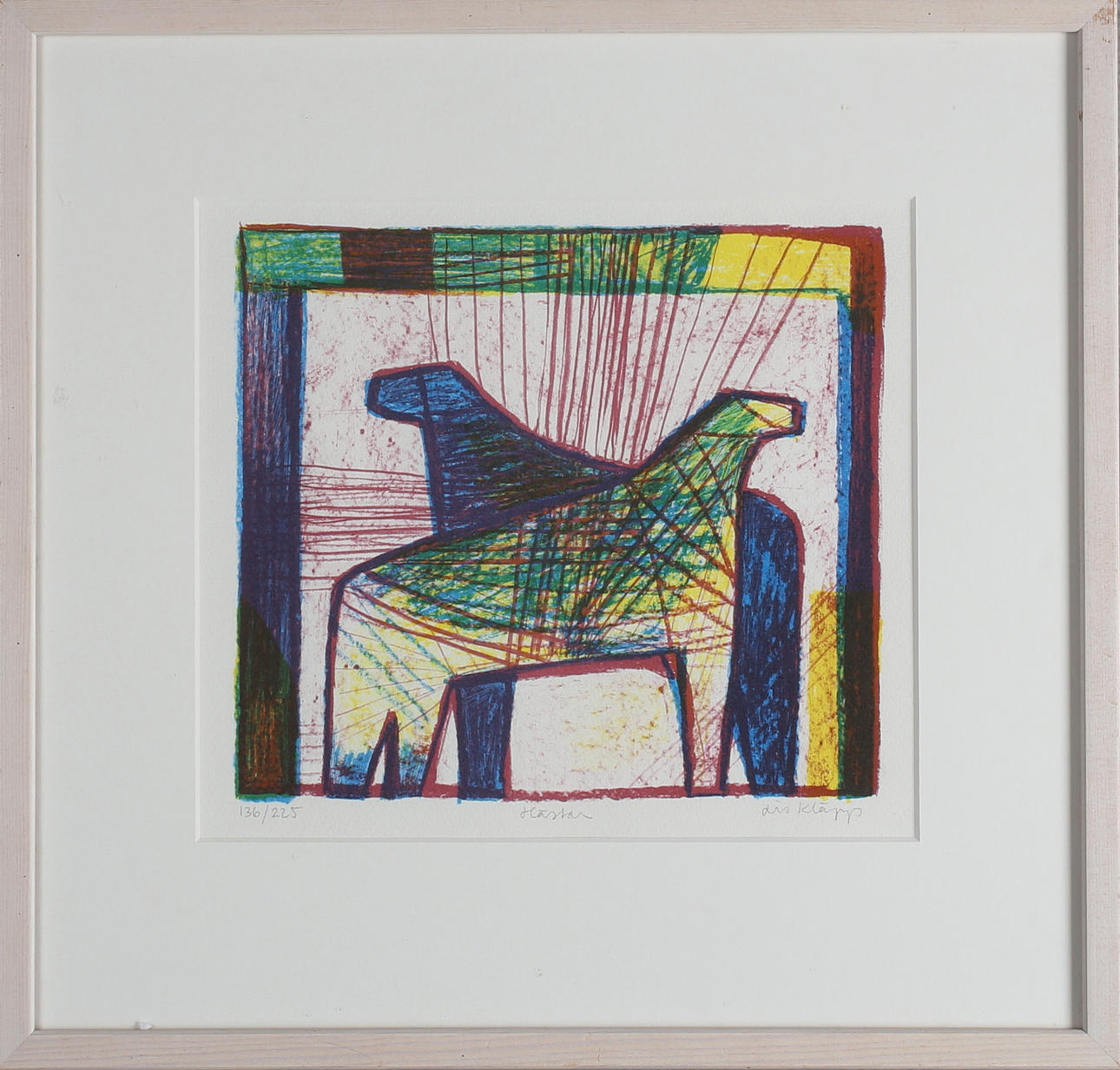 LIS KLÄPP. "Hästar", färglitografi, 136/225, signerad.