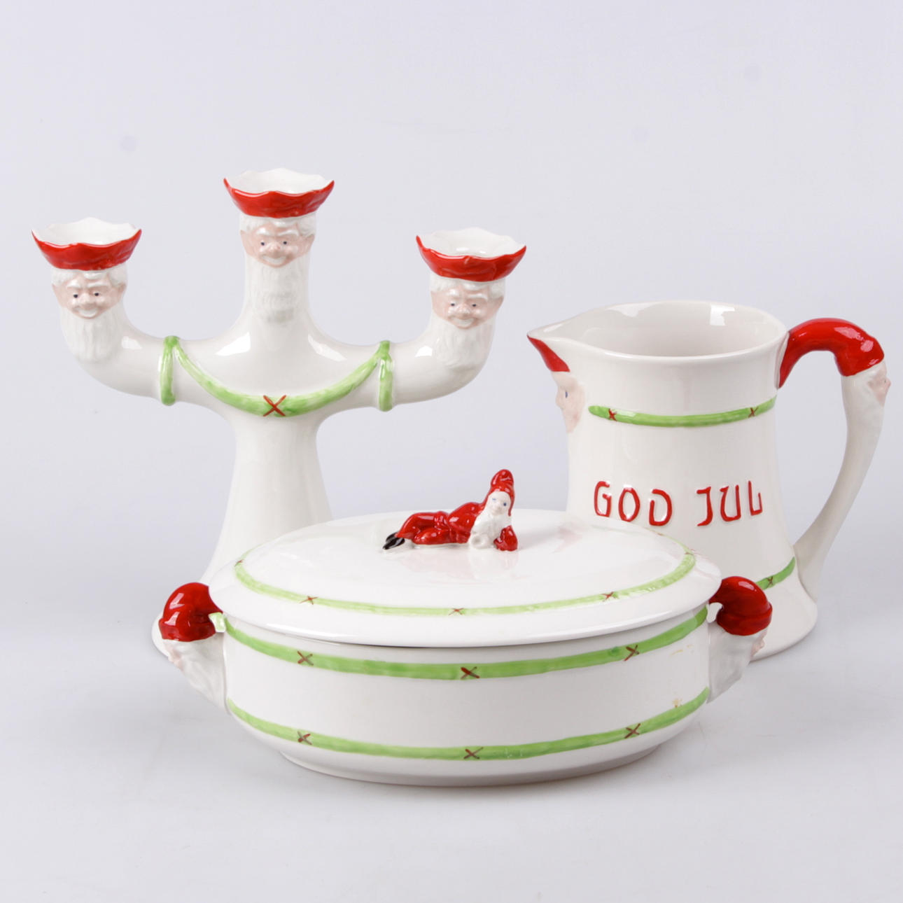 TERRIN, kanna samt ljusstake, porslin, "God Jul", Gustavsberg.