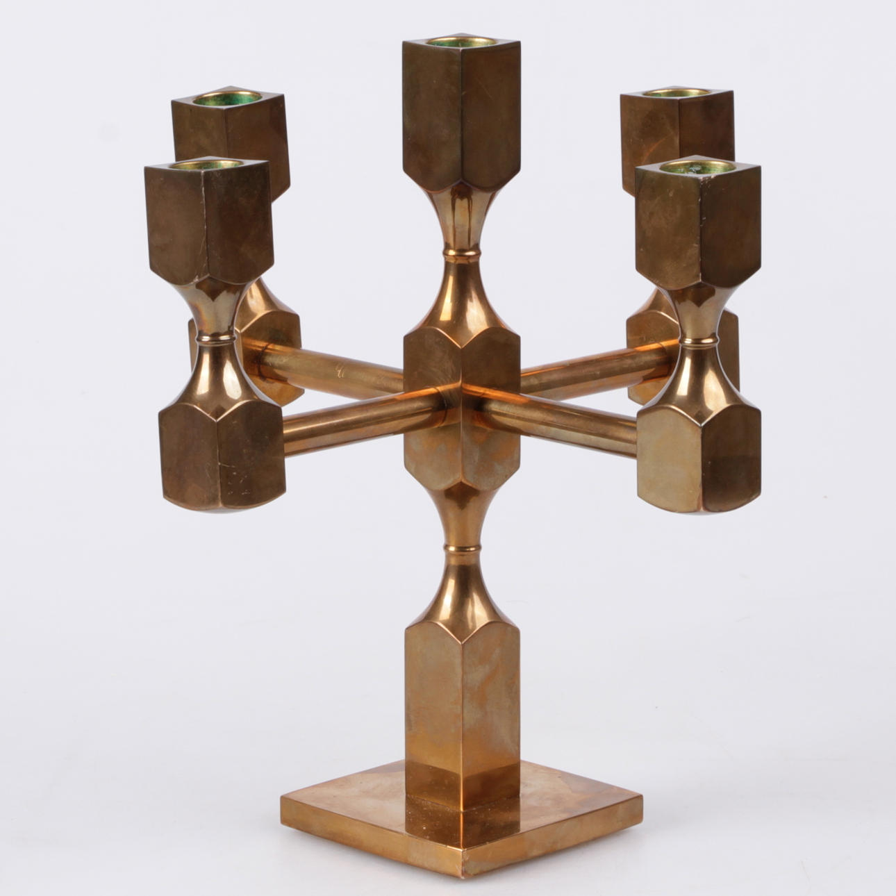 KANDELABER, mässing, Metallslöjden Gusum, 1974.