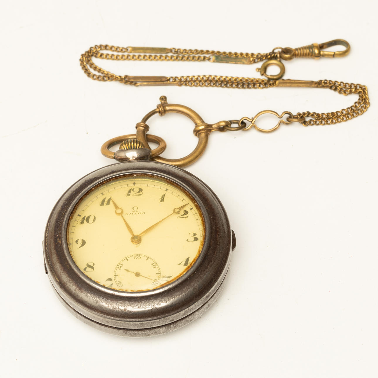 OMEGA, a silver case pocket watch, 1910-20's.
