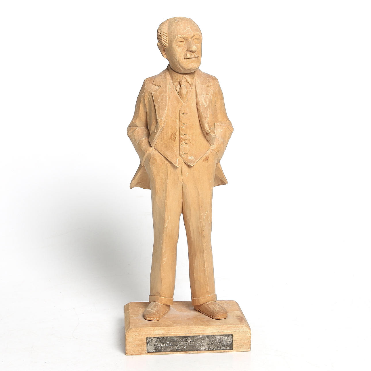 HERMAN ROSELL. Skulptur, snidat trä, "AXEL AX:SON JOHNSON", Signerad och daterad 1956.