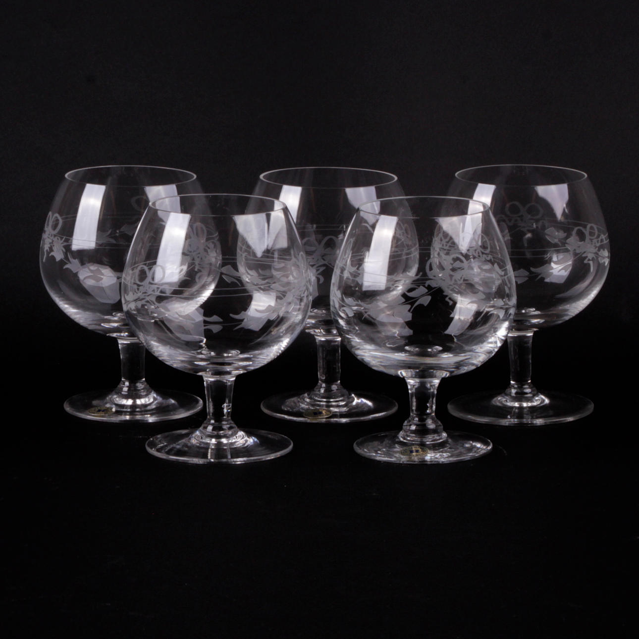 COGNACSKUPOR, 5 st. Glas, "Antik", Reijmyre.