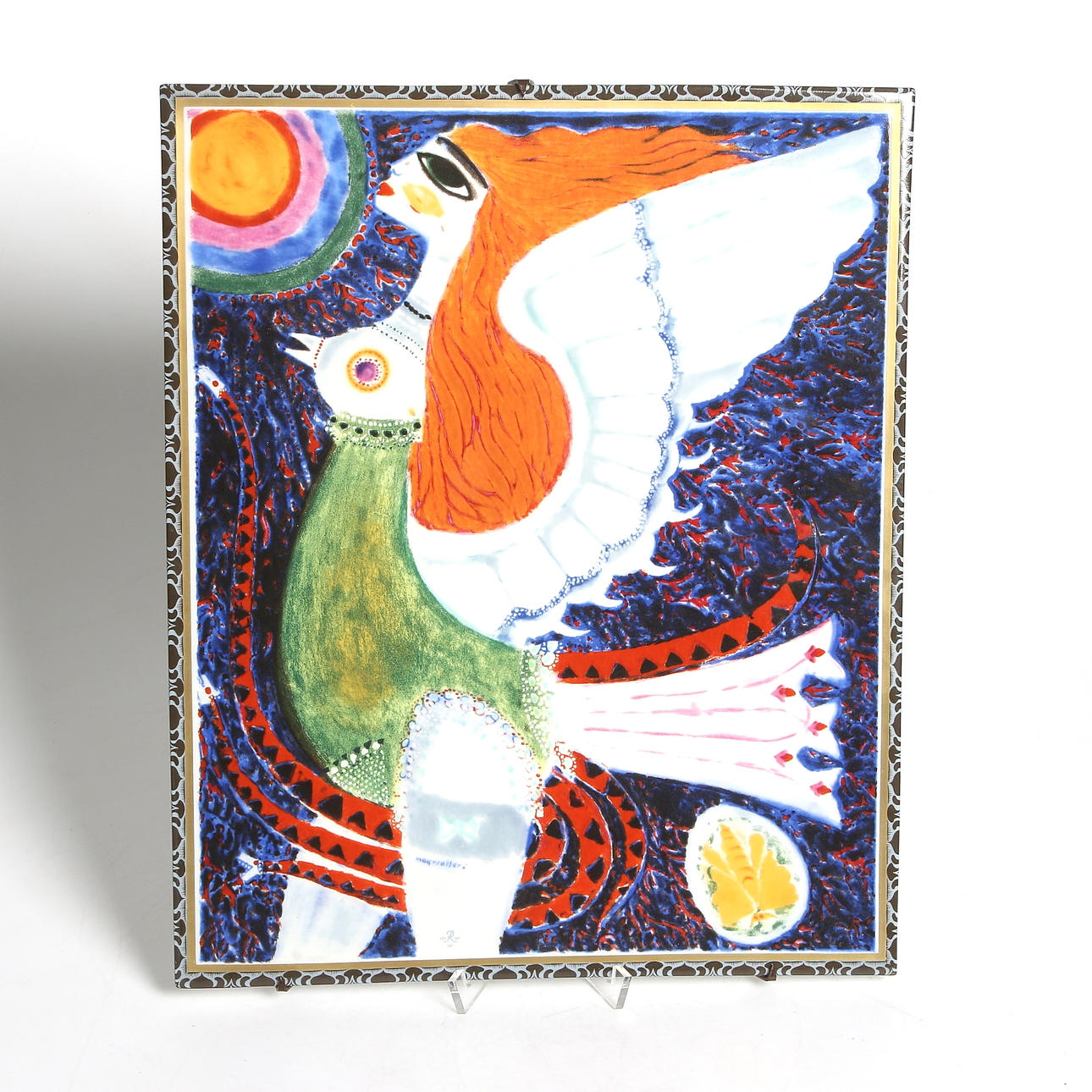 MAX WALTER SVANBERG. "Rengbågssolens Svankvinna", väggplakett, stengods, Rörstrand, limited edition numrerad 234/475.