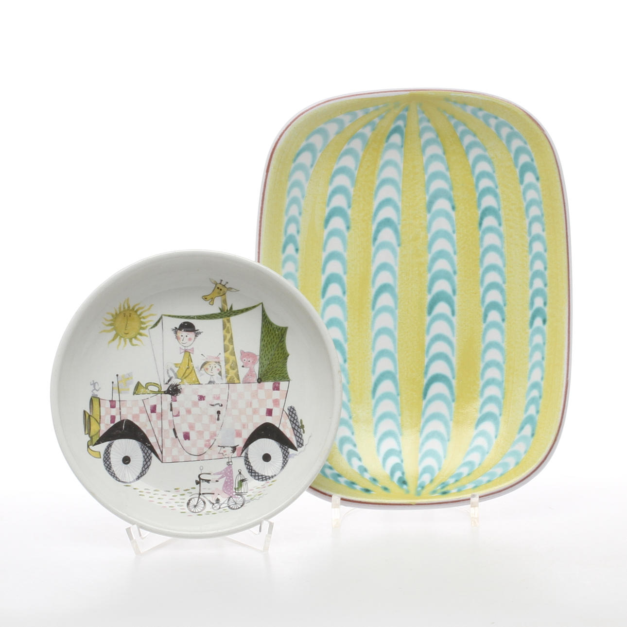 FAT, 2 st, fajans samt porslin, Stig Lindberg för Gustavsberg.