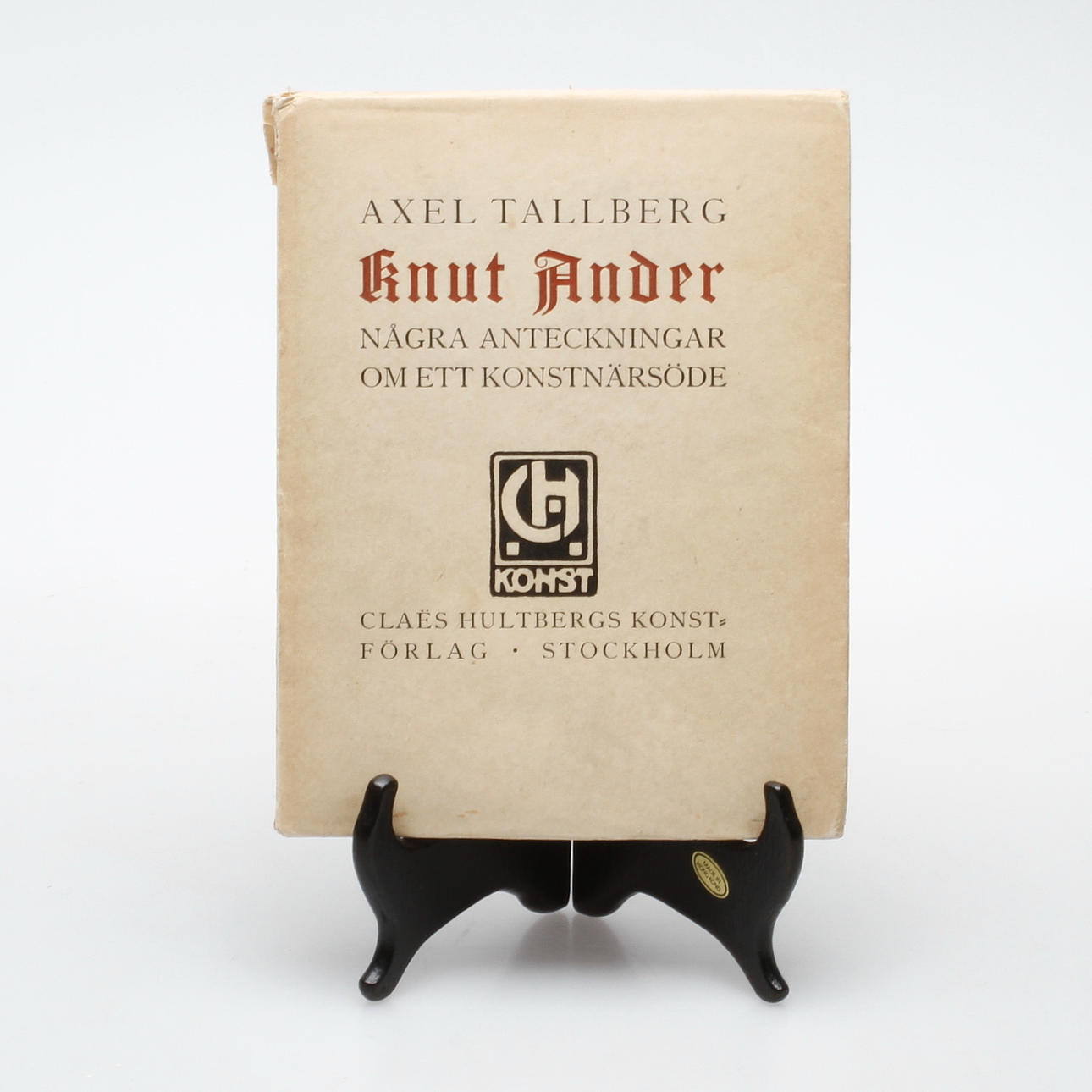 BOK, "Knut Ander - Några anteckningar om ett konstnärs öde", Axel Tallberg, med etsning. Claes Hultbergs Konstförlag Stockholm. 1913.