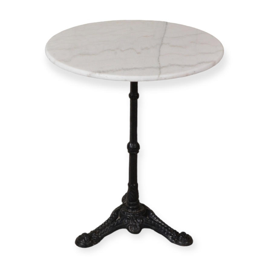 KAHVILAPÖYTÄ, valurautaa kivipinnalla.