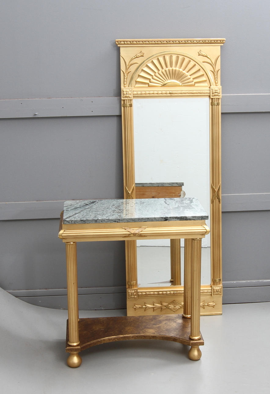 SPEGEL, med konsolbord, empirestil, 1900-tal.