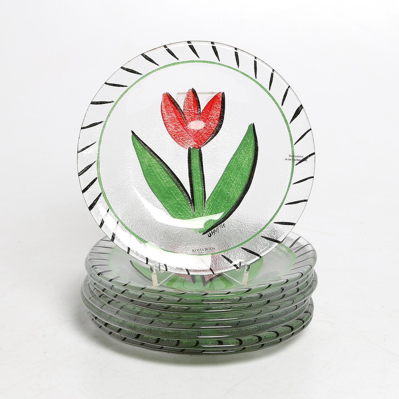 ASSIETTER, 8 st, glas, "Tulip", Ulrica Hydman Vallien, Kosta Boda, 1900-tal.