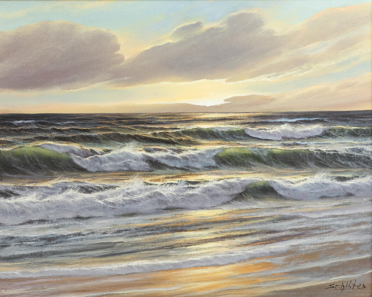 LOTHAR SCHLÜTER (1928-2017). Surf at sunset.