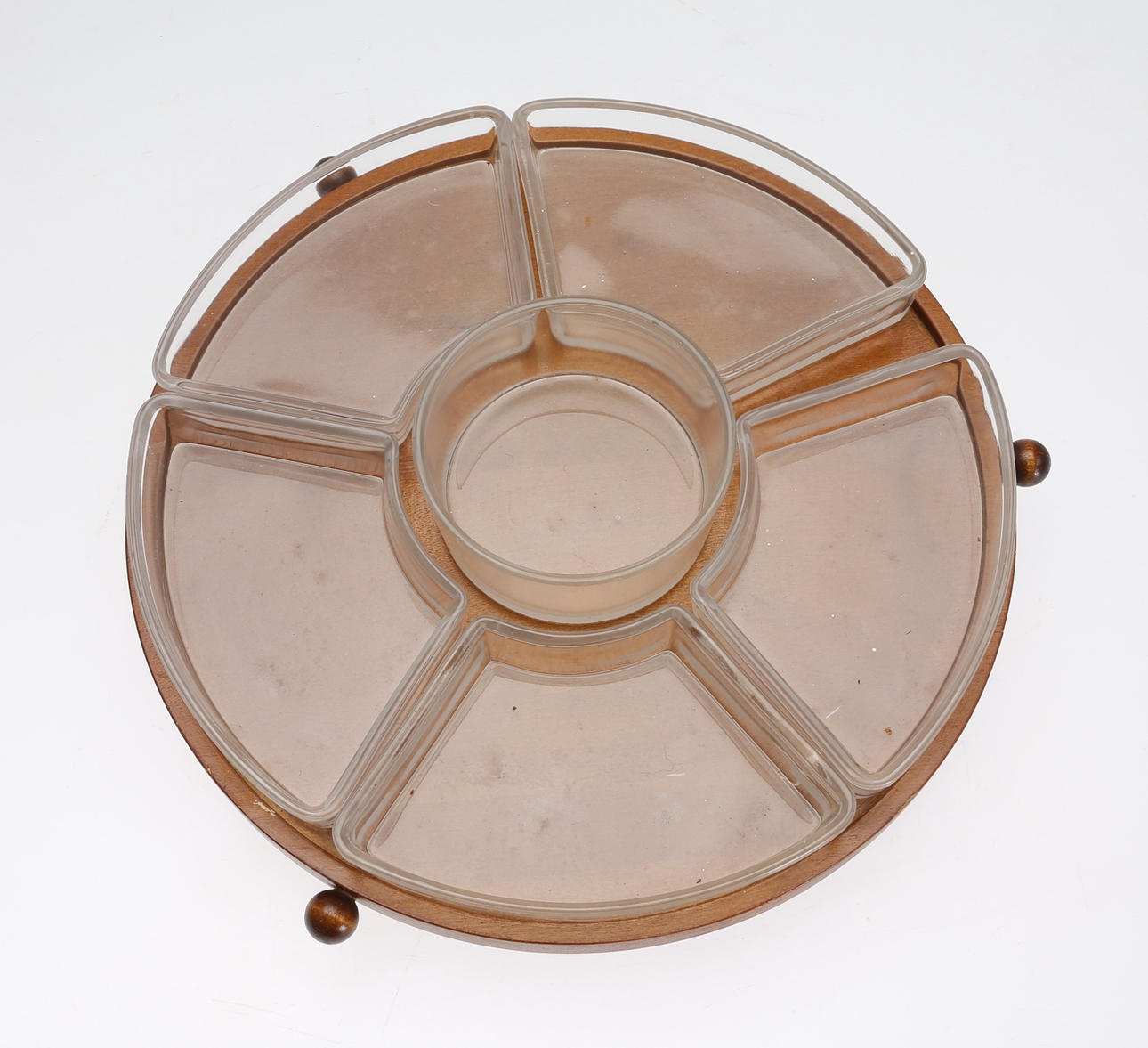 KABARET, 7 delar, glas och trä, 1950/60-tal.