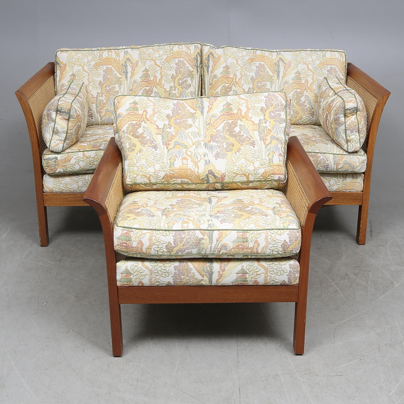 SOFFA och FÅTÖLJ, teak. "Rotang", Arne Norell, 1900-talets andra hälft.