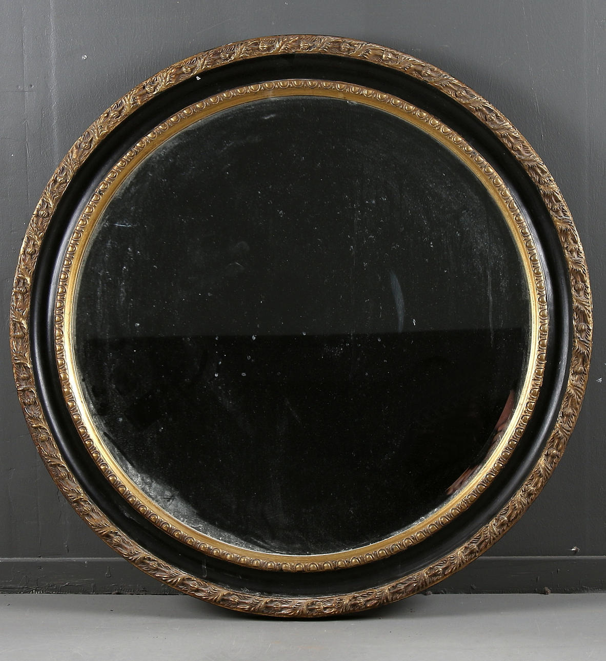 SPEGEL, svärtat och bronserat trä, 1900-tal.