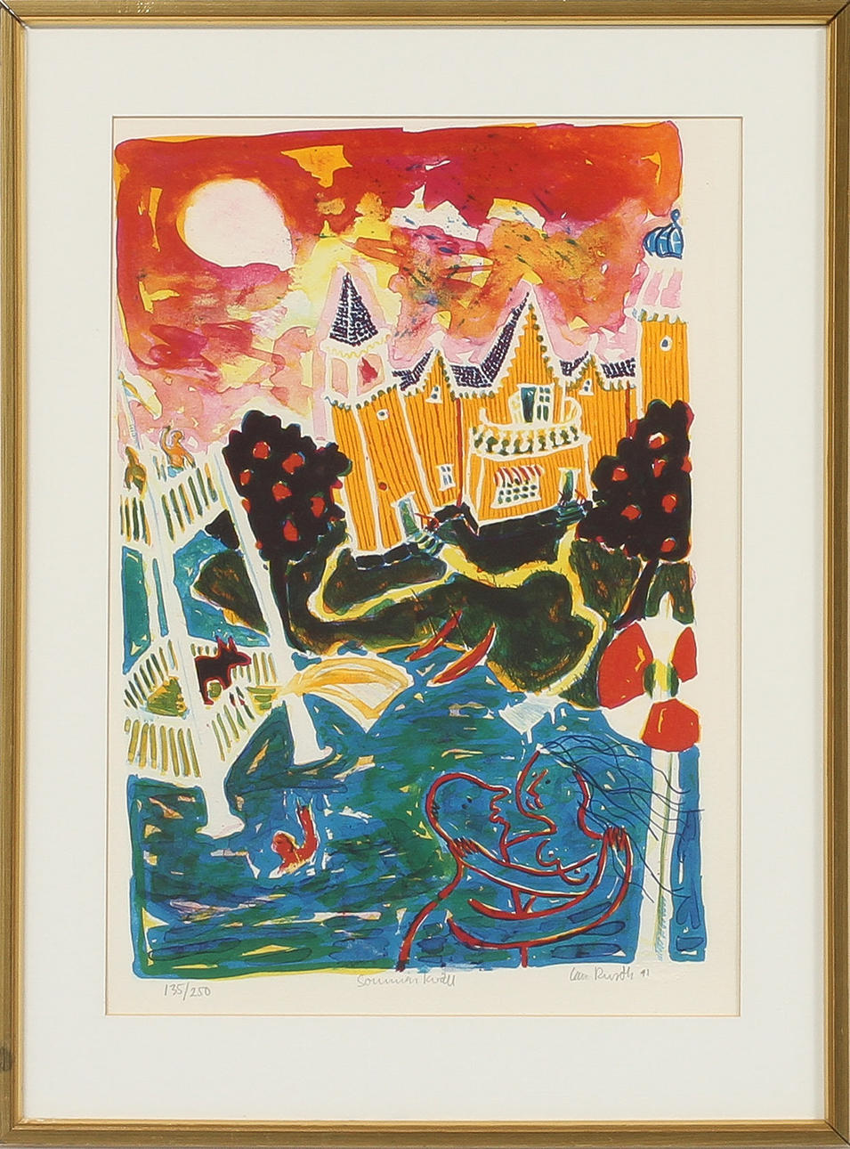 IAN RUSTH. "Sommarkväll", litografi, signerad och numrerad 135/250.