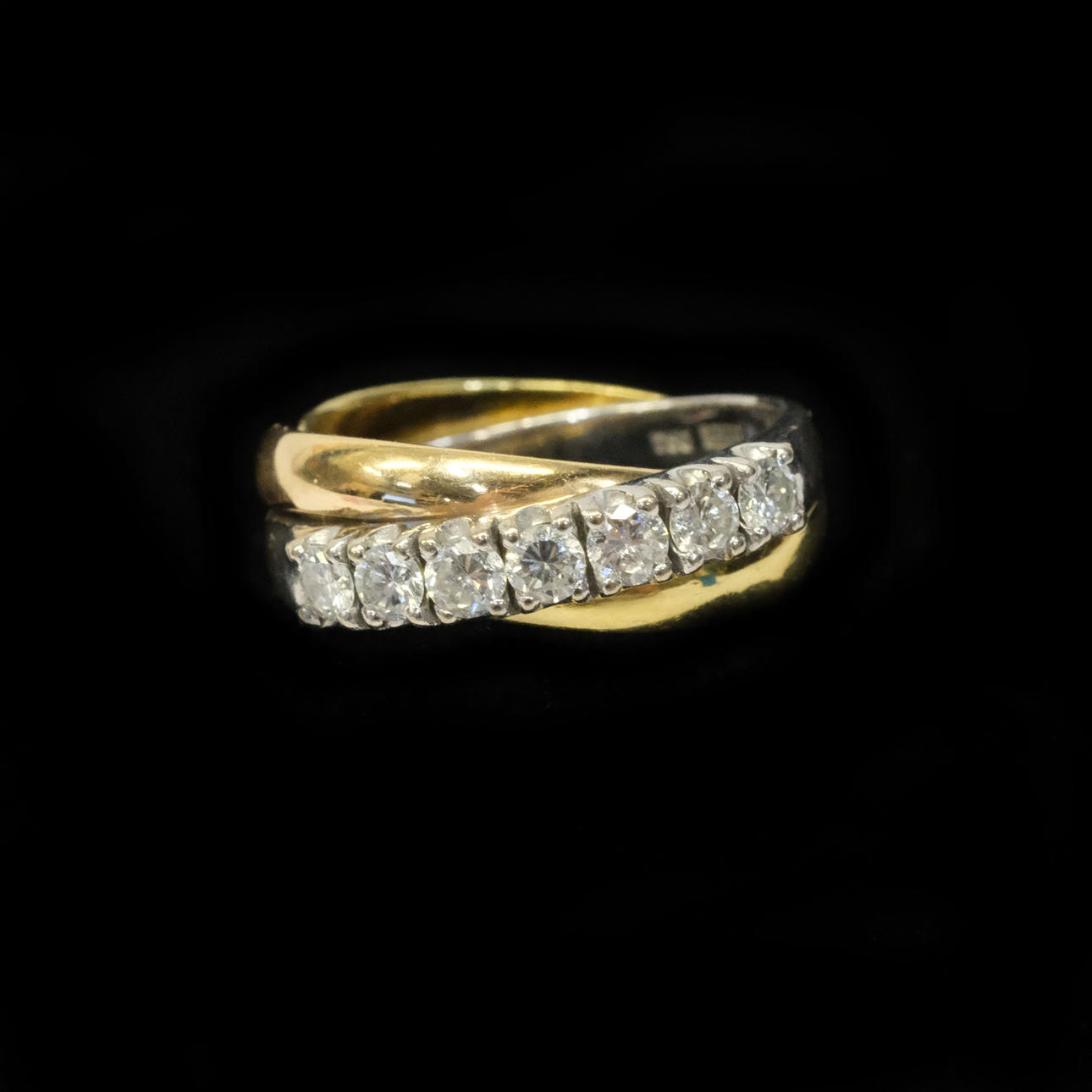 RING, THREE COLORED, 18K GOLD WITH DIAMONDS, 0,75CT.