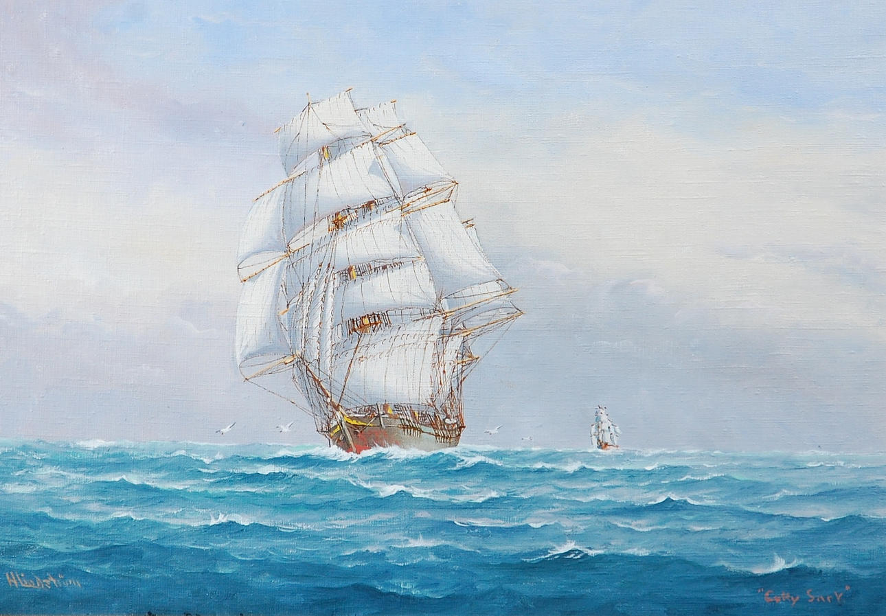 HERBERT  LINDSTRÖM. olja på duk, " Cutty Sark " signerad.