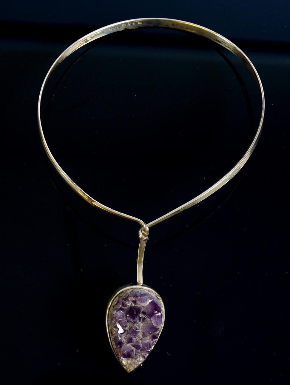 HALSSMYCKE, silver med ametist, Gussi, Malmö, 1965.